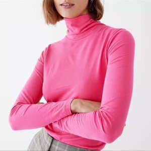 J Crew Cotton Tissue Turtleneck in Sweet Fuchsia Pink Size Medium
